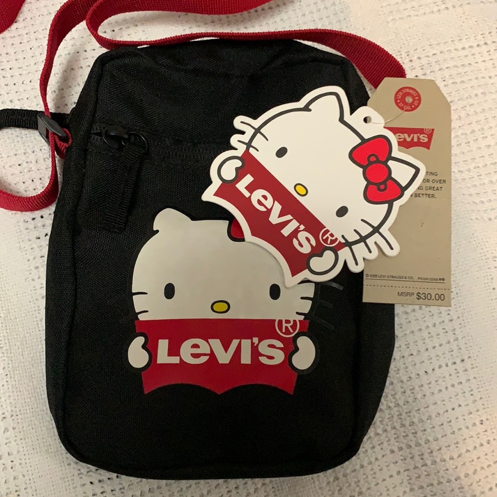 NWT Hello Kitty Levi’s Black Red White Crossbody Bag Purse